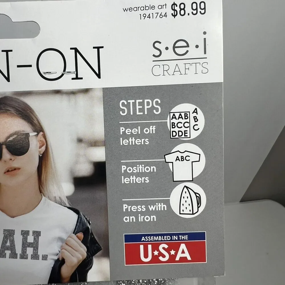 S.E.I. Iron-On Transfer‎ 3” Classic Letters Black Silver Lot Of 3 Packs NEW